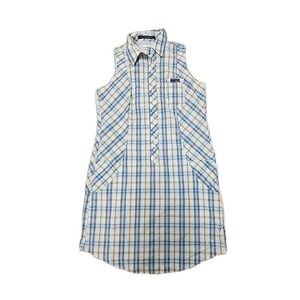 COLUMBIA PFG Super Bonehead White Plaid Vented Sleeveless‎ Shirt Dress L No Belt